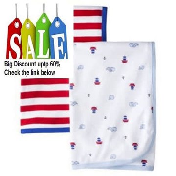 Best Price Carter's 2 Pack Swaddle Blankets Boats, Whales- One Size- Blue/red Review
