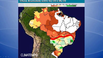 Muita chuva para o Sudeste e o Centro-Oeste