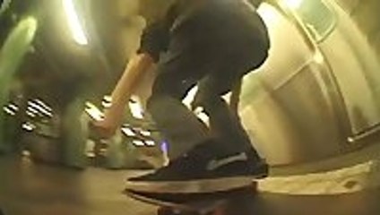 Skater Jumps Entire Set Of Subway Tracks