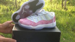 * tradingspring.cn * Authentic Air Jordan 11 Low Pink White Snakeskin Shoes Womens Shoes