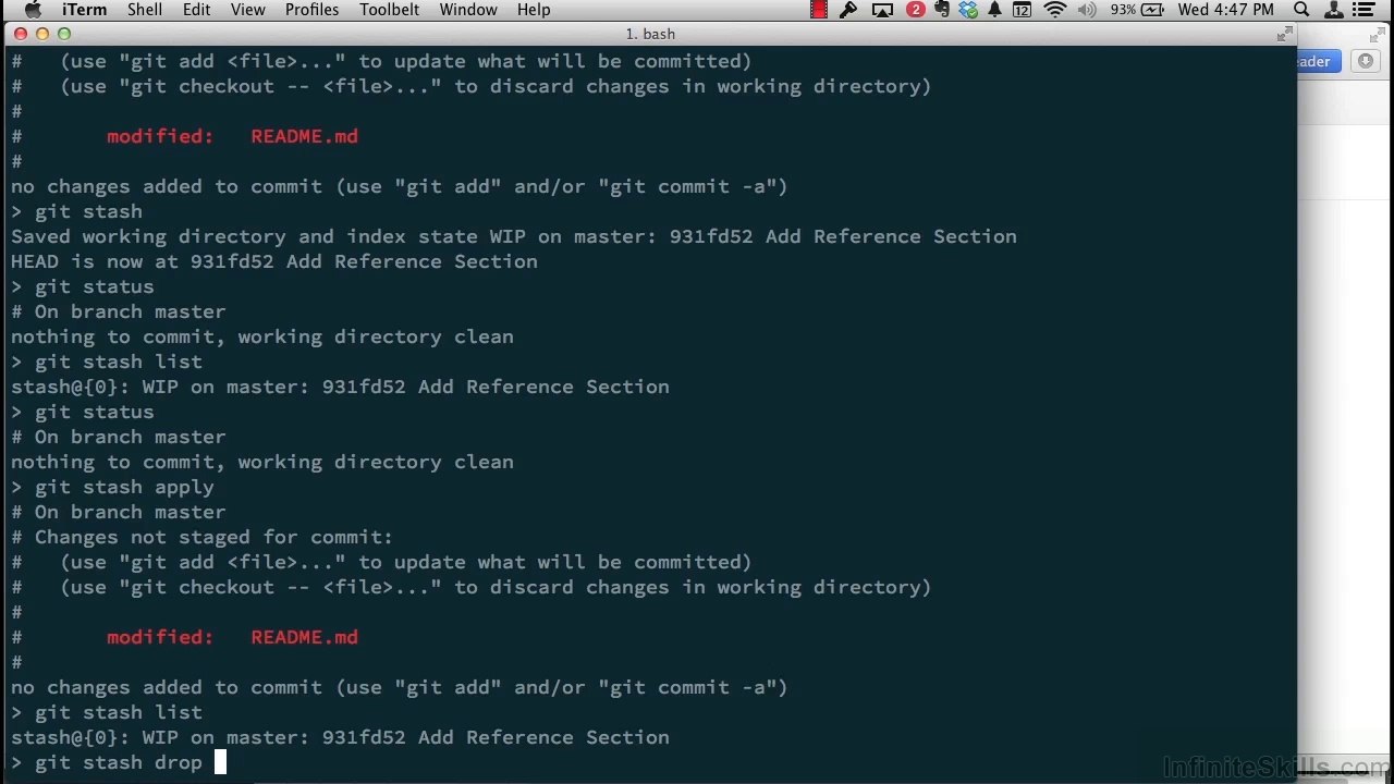 Learning GIT Training Video Tutorial Saving Changes For Later - Git Stash
