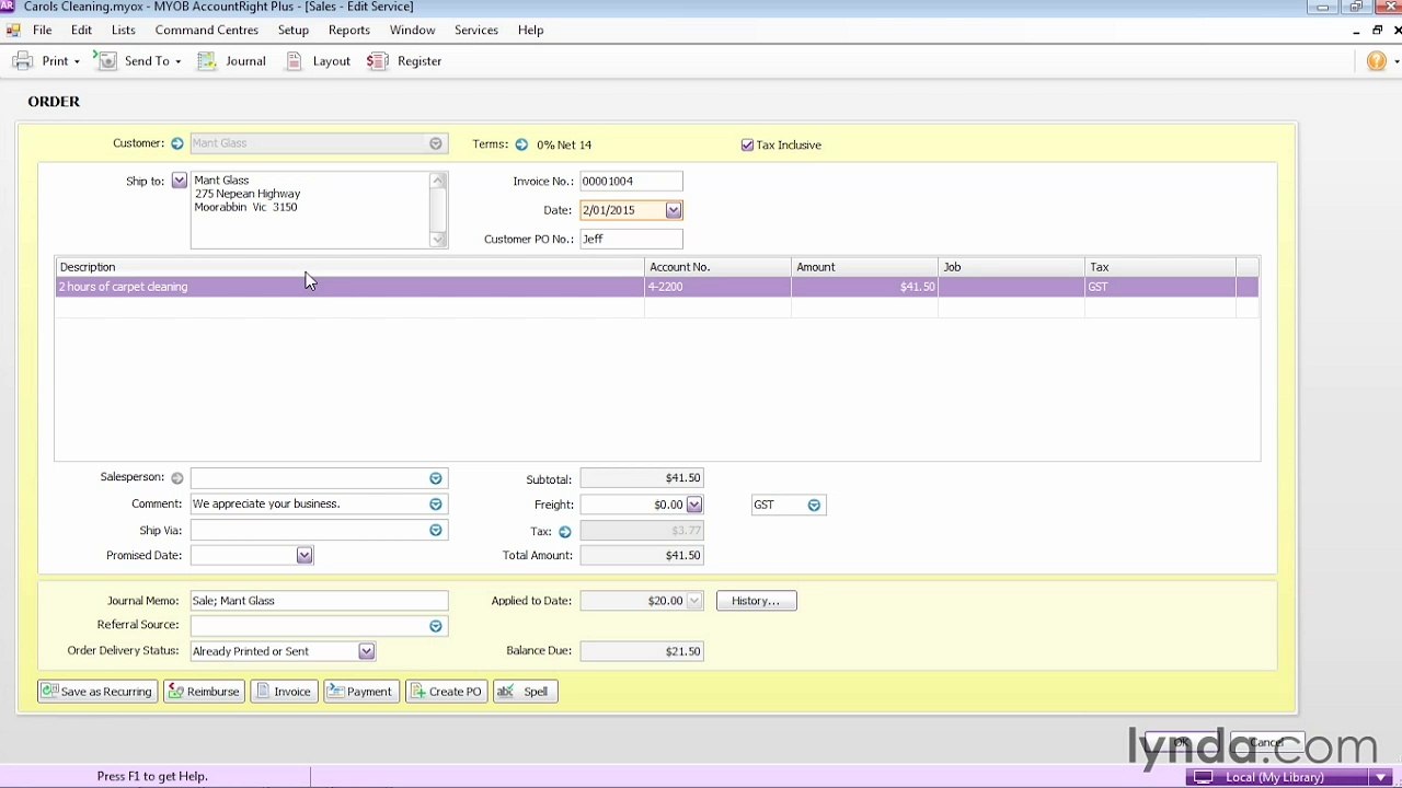 AccountRight 2013 Essential Training changing
