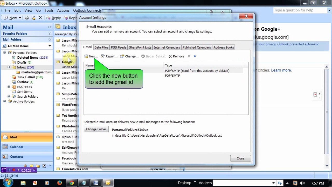 Gmail How To Connect With MS Outlook To Save All Email In PC Video 