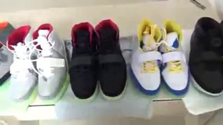 Duplicate Air Yeezy 2 shoes gray white black blue glow in the dark