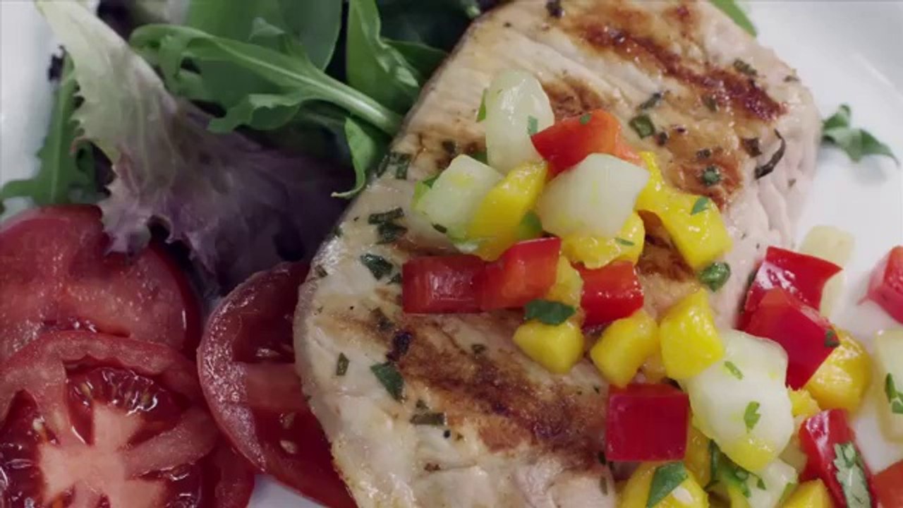 Pineapple Grilled Pork Chops With Fresh Mango Salsa