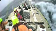 Video footage of Clipper race crew at sea.