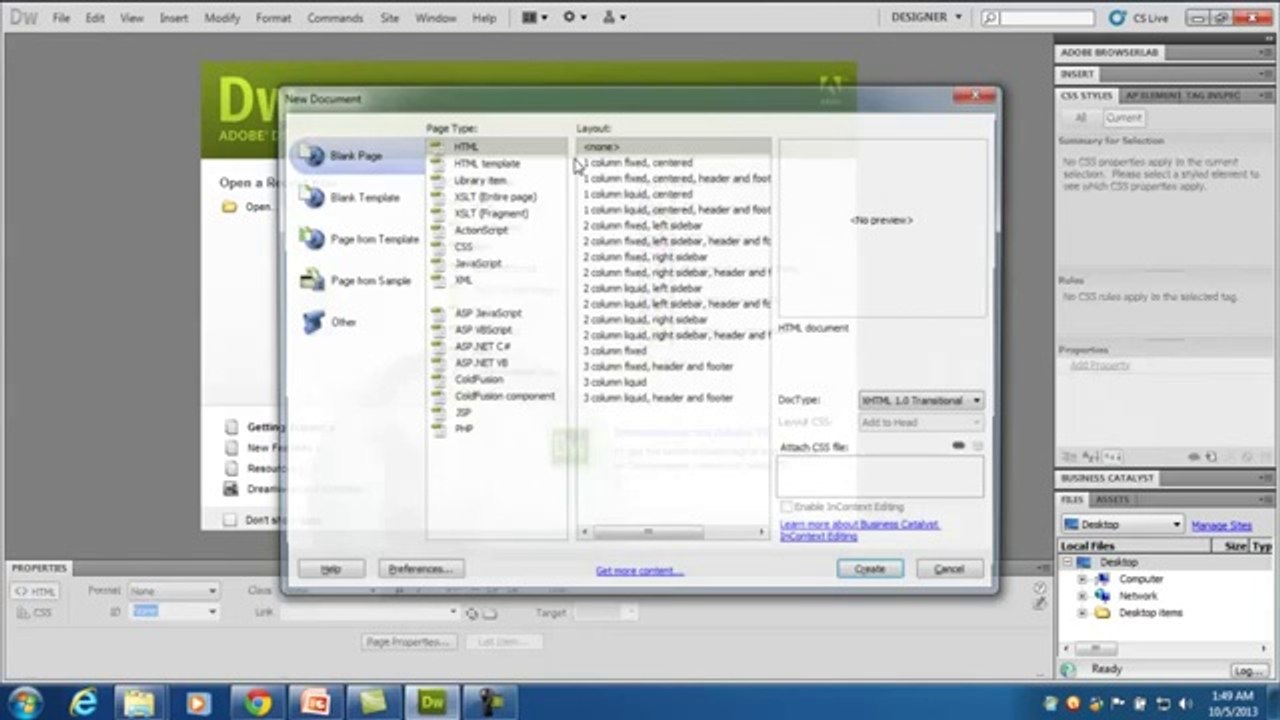 Dreamweaver CS5 tutorials in Urdu Hindi part 3 creating a new file  by ABDUL WALI