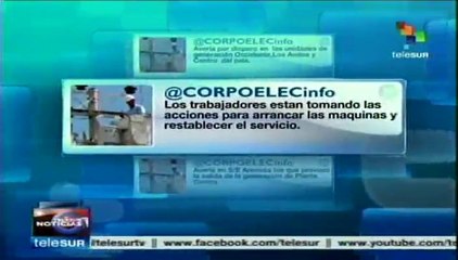 CORPOELEC informa a través de las redes sociales avances en reparación