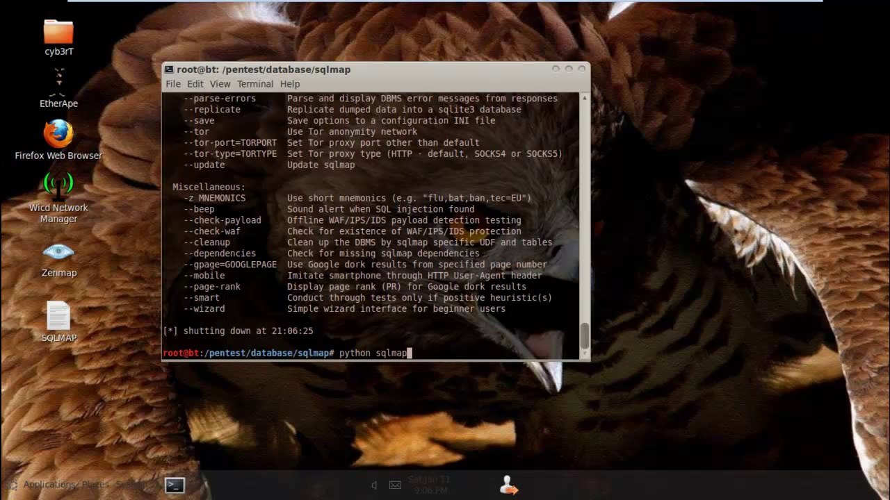 SQL injection via BackTrack #HD