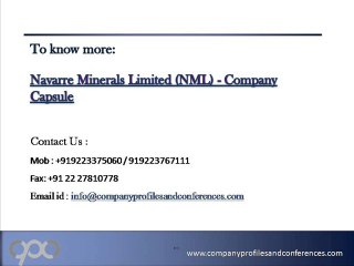 Navarre Minerals Limited (NML) - Company Capsule