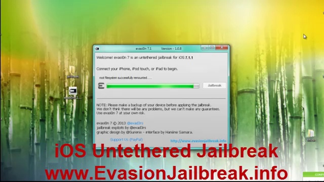 Jailbreak Untethered  Official Evasi0n iOS 7.1.1 iPhone iPod Touch iPad