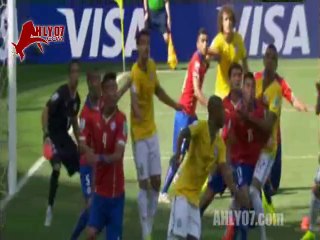 هدف البرازيل الاول في تشيلي مقابل 0 دور 16 كأس العالم برازيل 2014