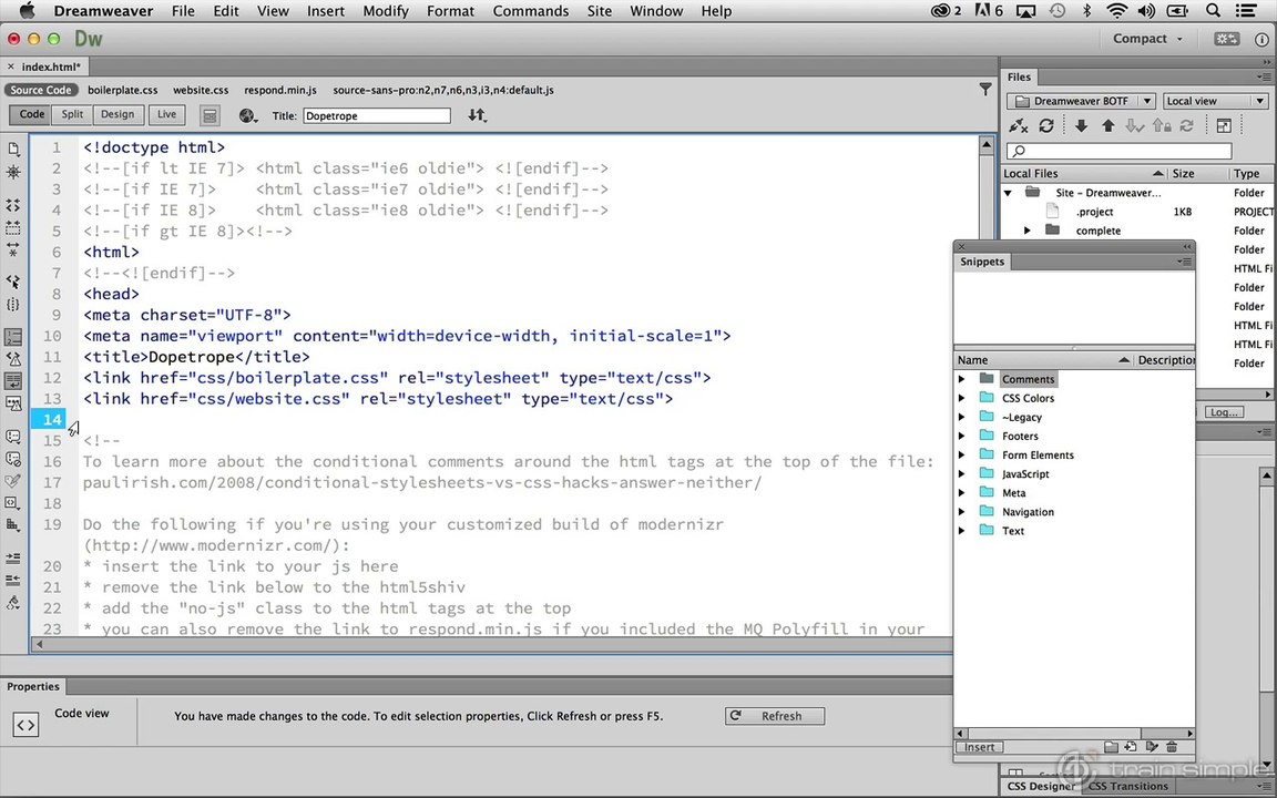 Coding in Dreamweaver CC  Keyboard Shortcut for a Snippet