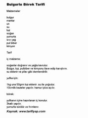 Bulgurlu Börek Tarifi