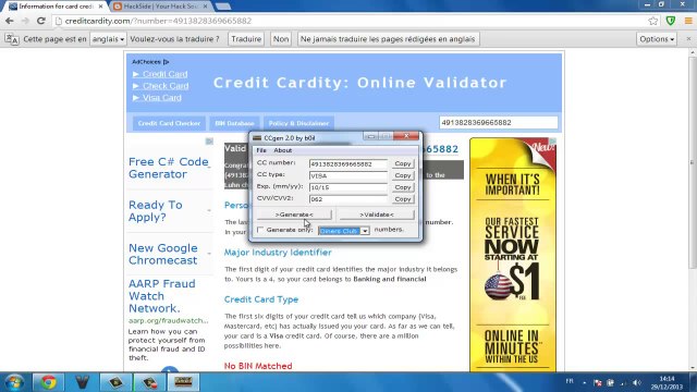 Dernier generateur de carte bancaire 2014 testé 100% Marche !!