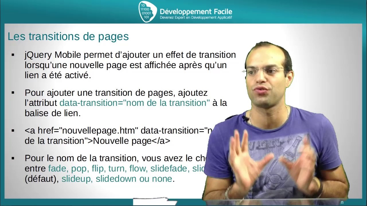 La techniques pour créer des pages avec le framework jQuery Mobile