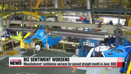 Korean manufacturers' confidence worsens for second straight month in June (2)