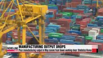 Korea's manufacturing output falls by most in over 5 years