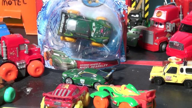 Pixar Cars with Lightning McQueen and introducing open box of Hydro Wheels Nigel Gearsley