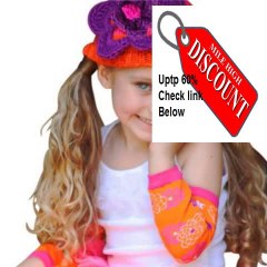 Cheap Deals Melondipity Girls Orange Zest & Pink Striped Baby Hat with Purple Flower Review