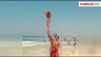 Babası Kızını Havaya Attı Kızı Güldü