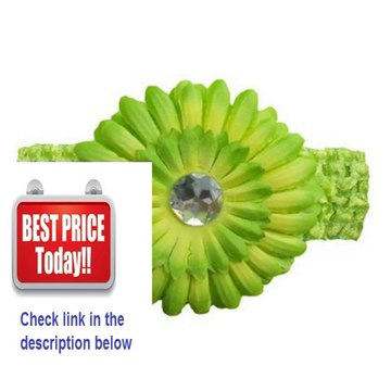 Cheap Deals Green Jewel Gerbera Daisy Flower Green Crochet Headband Gerber - girls child baby toddler apparel head hair band... Review