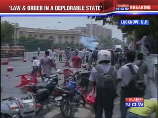 BJP's youth wing activists clash with police during protest