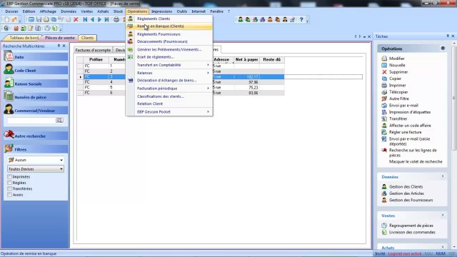 EBP Gestion Commerciale V18 : Les règlements clients et factures acompte
