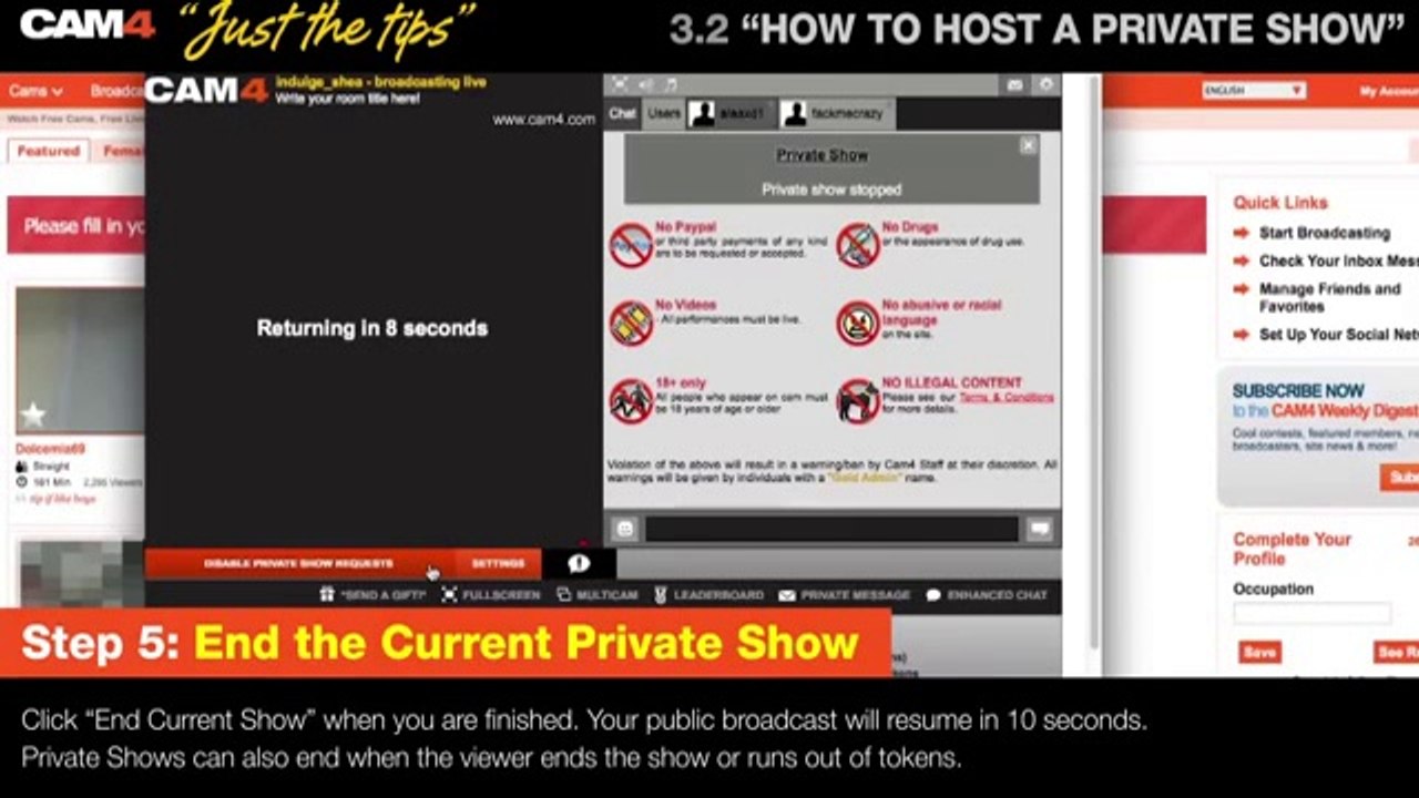 3.2 How to Host a Private Show Cam4 Just the Tips