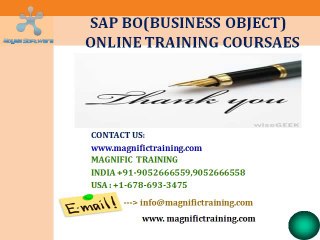 Sap BO(Business Object) Online Training And Certification