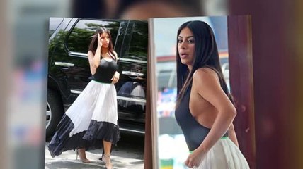 Kim Kardashian sans soutien-gorge dans un top échancré