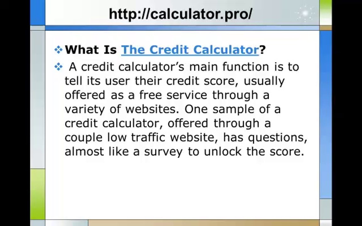Free Credit Calculator