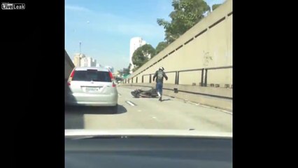 Road Rage & Biker Gets Instant Karma