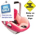 Clearance Maxi-Cosi IC158BIW Prezi Infant Car Seat White Collection w Baby on Board Sign - Passionate Pink Review
