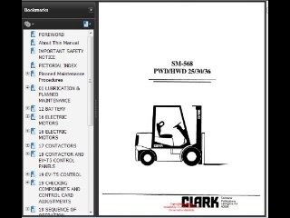 Clark PWD 25, PWD 30, PWD 36, HWD 25, HWD 30, HWD 36 Forklift Service Repair