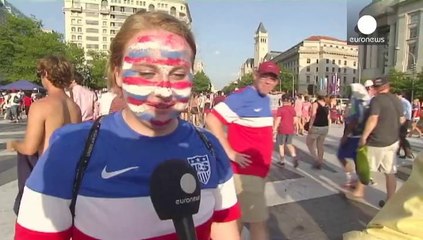 Belgium fans celebrate securing World Cup quarter-final spot