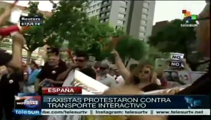 España: Nueva jornada de protestas de taxistas contra empresa Uber