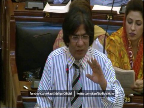 Provincial Minister for Industries & Commerce, Sindh, Rauf Siddiqui Delivering Speech in Sindh Assembly During Question/ Answer Session