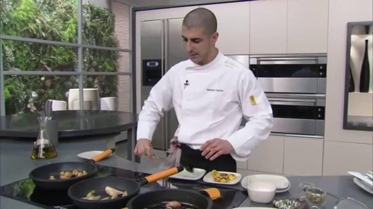 Escabetx de sardines amb peres, préssec i rossinyols