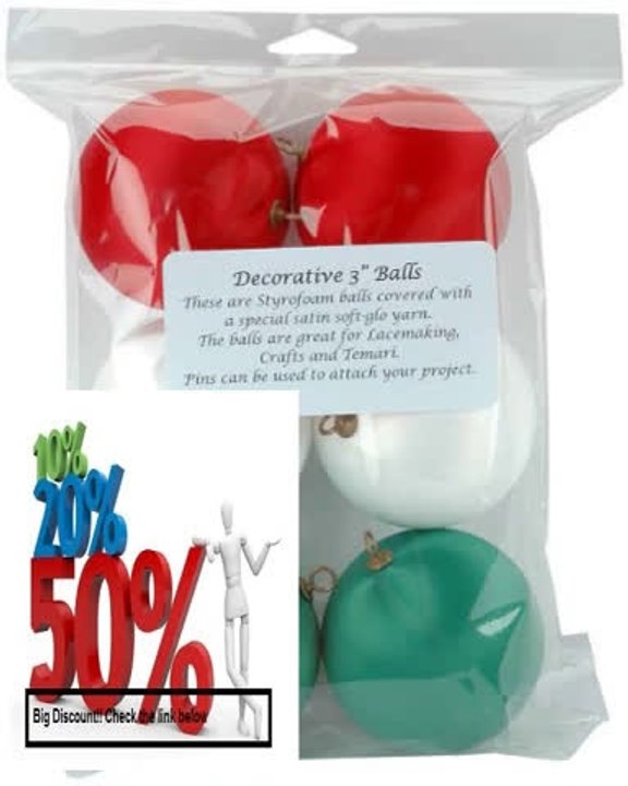 Best Deals Handy Hands Decorative 3" Styrofoam Ball 6-Pack: White/Xmas Red/Xmas Green Review
