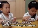 Little boy Comforts Girl On First Day Of Kindergarten In China