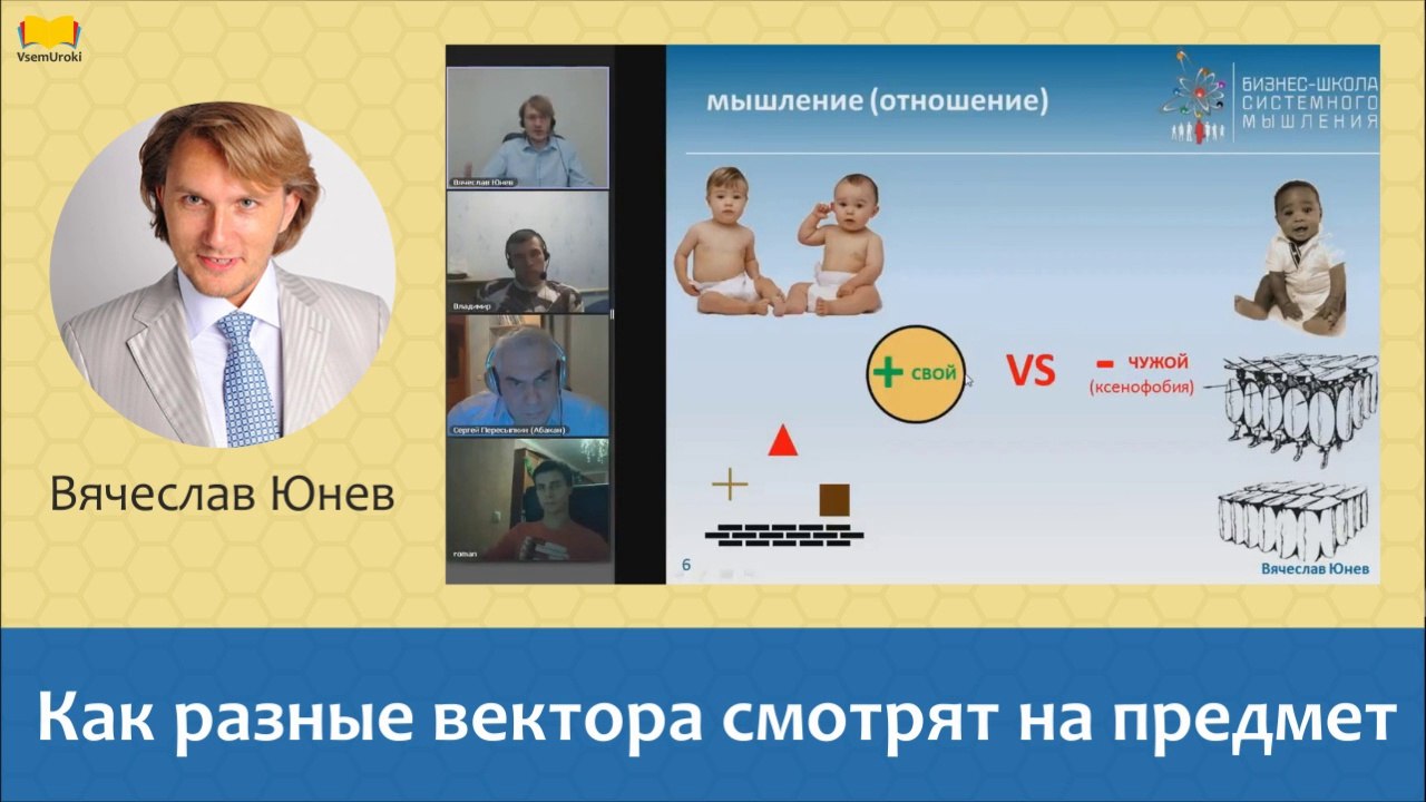 Вячеслав Юнев. Как разные вектора смотрят на предмет. Системно векторная психология