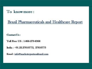 Brazil Pharmaceuticals and Healthcare Report