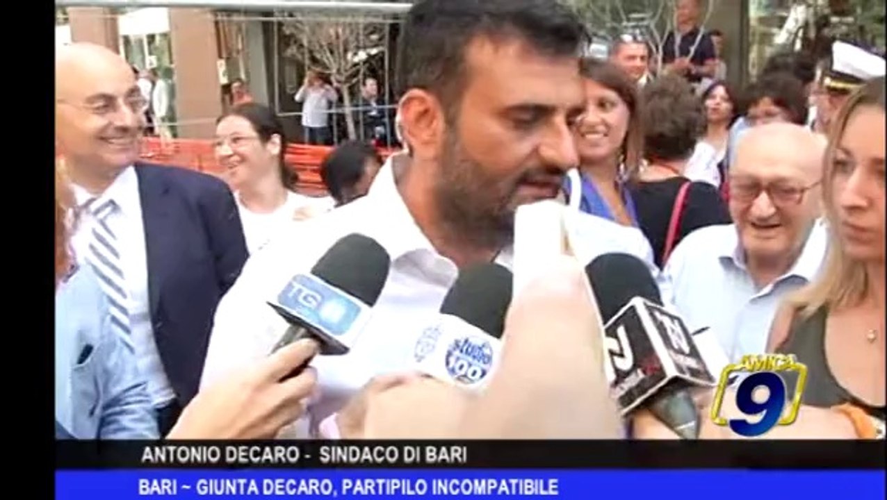 Bari | Giunta Decaro, Partiplo incompatibile