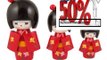 Best Price Red Japanese Kimono Lovely Girl Wooden Kokeshi Doll Toy 3 Pcs Review
