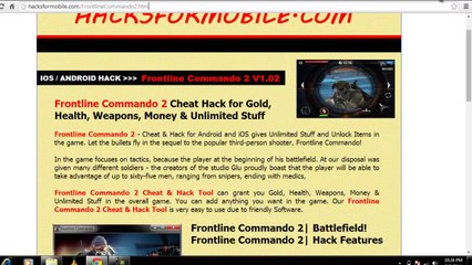 How to get Frontline Commando 2 Cheats Unlock Items and Unlimited Stuff for iPad