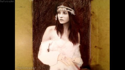 Drawing Girl with wild flowers