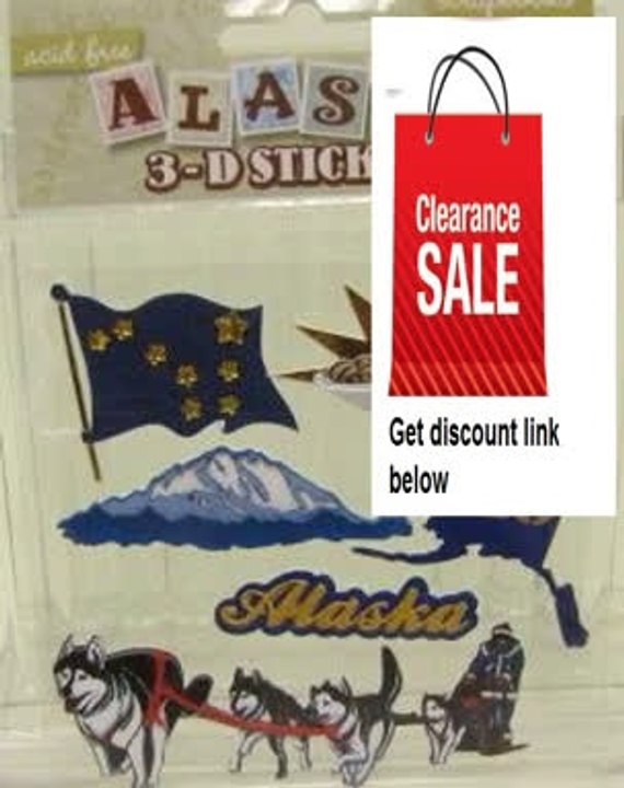 Best Deals Alaska Scrapbooking Craft Stickers 3-d Husky Dog Sled Team Flag Review