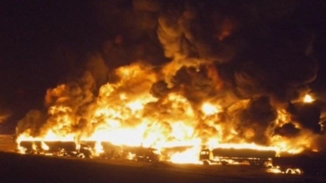 Taliban insurgents set oil tankers ablaze in Afghanistan
