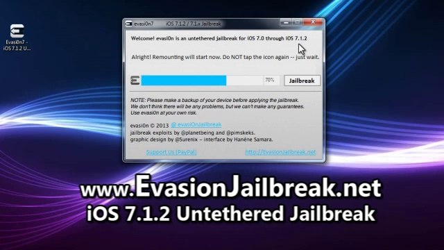 Télécharger Evasion 7.1.2 Jailbreak Untethered iOS complet 7 iPhone iPod Touch iPad